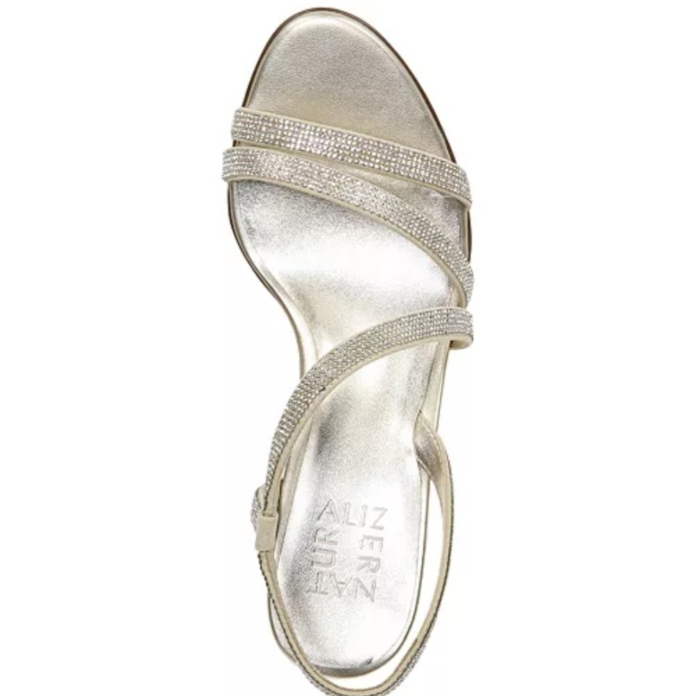 Naturalizer Vanessa2 Metallic Gold Strappy Sandals with Sparkle Straps